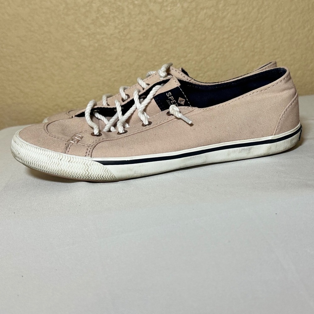 Sperry Crest Vibe Women Blush Pink Canvas Sneakers Slip On Memory Foam Shoes